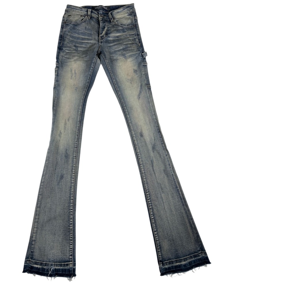 Valabasas Bootcut Jeans Womens 28 Blue Denim Cotton Stretch Raw Hem‎ Distressed